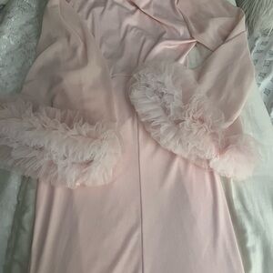 Elegant Pink Ruffled Sleeve Dress